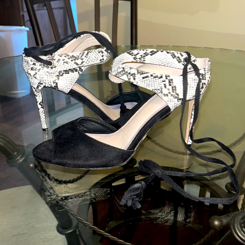 5” lace up two tone heels